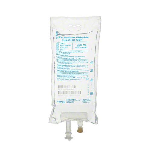 Sodium Chloride Injection 0.9% USP, 250mL CS (24 Bags)