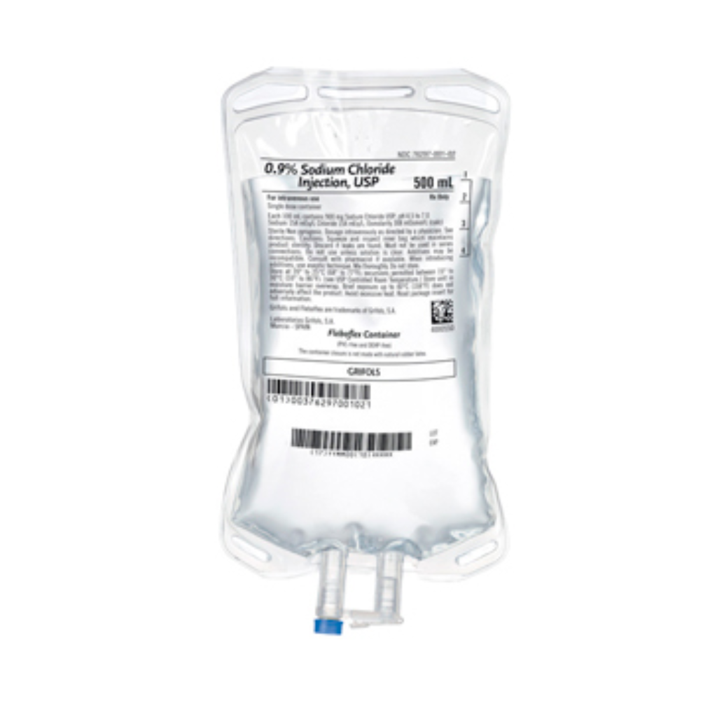 Sodium Chloride Injection 0.9% USP, 500mL CS (24 Bags)