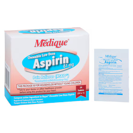 Aspirin Chewable Tablets 81mg | Unit Dose | Medique | 24/Box