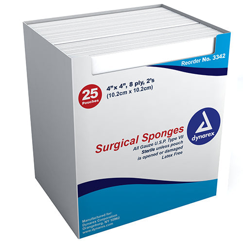 Surgical Gauze Sponge 4" x 4" 8 Ply 20/200/cs
